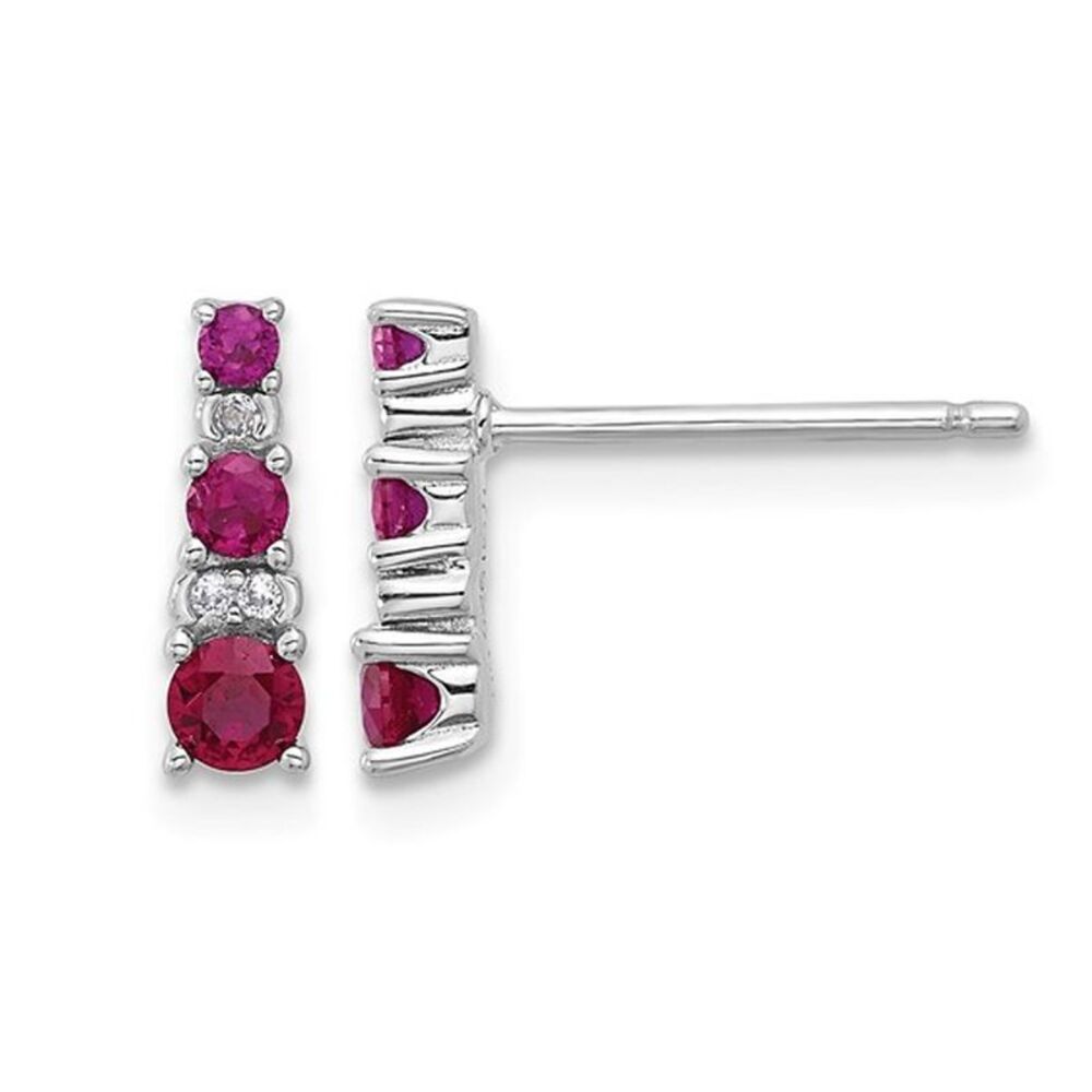 1/2 Carat (ctw) Lab Created Ruby and White Sapphire Earrings Sterling Silver